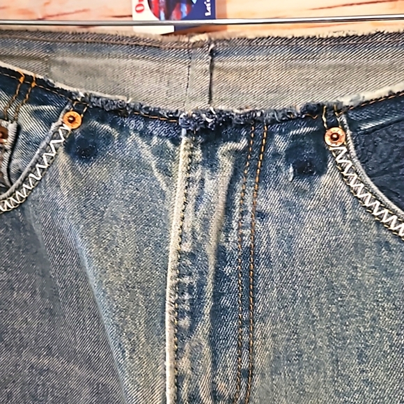 HANDMADE ☆ UPCYCLED "VINTAGE LEVI" EMBELLISHED KINDNESS JEANS! Sz 34w-34inseam - Picture 10 of 13